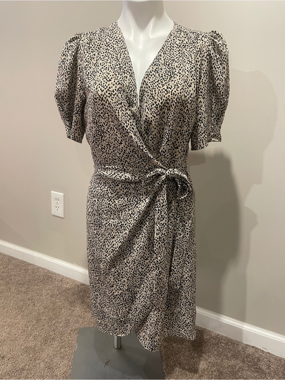 Heartloom Black & Cream Speckled Wrap Midi Dress